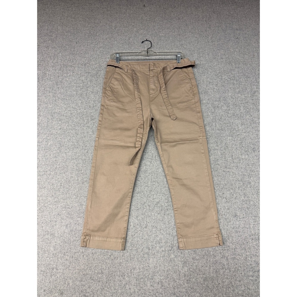 Joie | Straight Leg Belted Utility Pants | Size 0 | Tan Khaki | Cotton Stretch